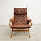 Danish Mid Century Leather Canvas And Beech Armchair