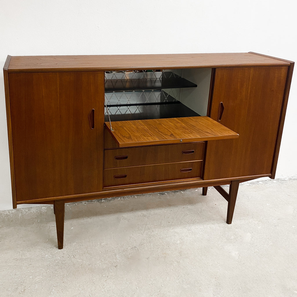 Danish Mid Century Teak Sideboard With Cocktail Cabinet