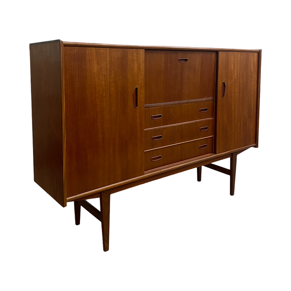 Danish Mid Century Teak Sideboard With Cocktail Cabinet