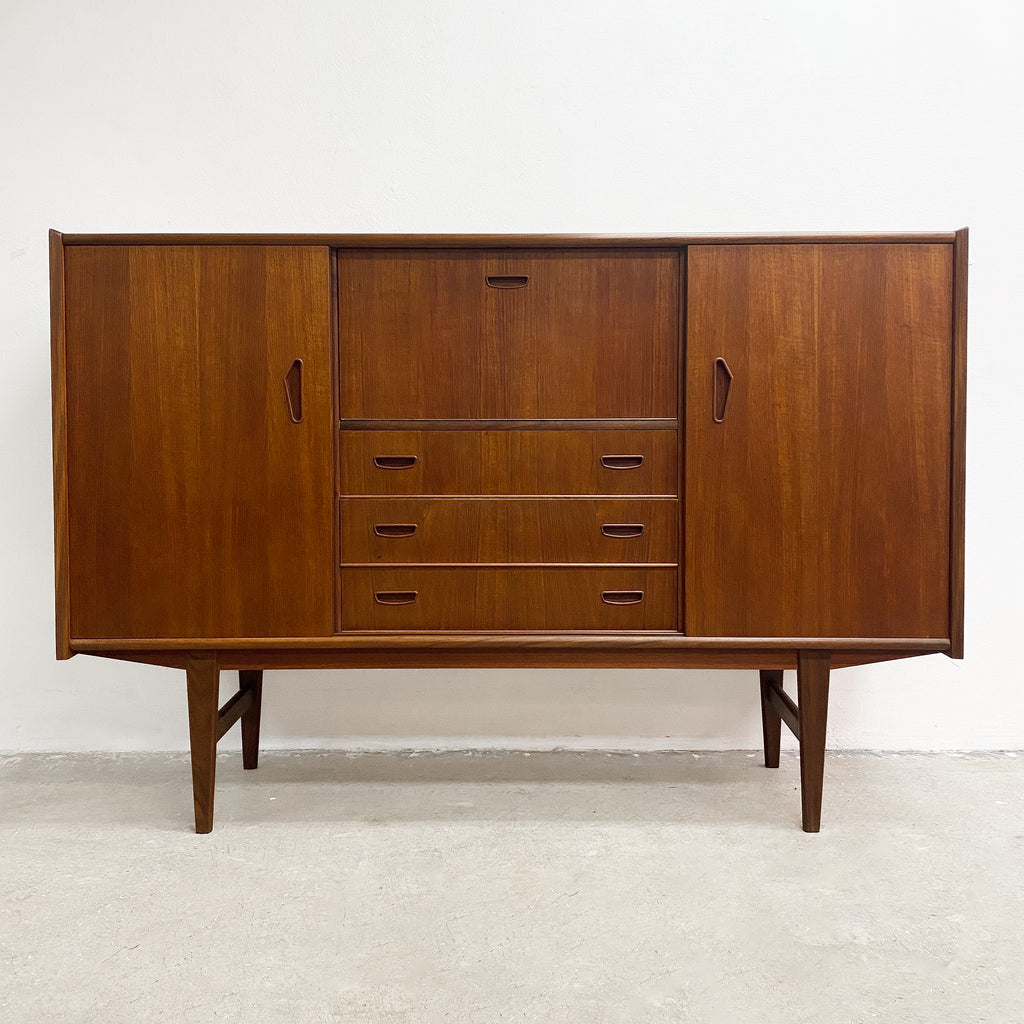 Danish Mid Century Teak Sideboard With Cocktail Cabinet