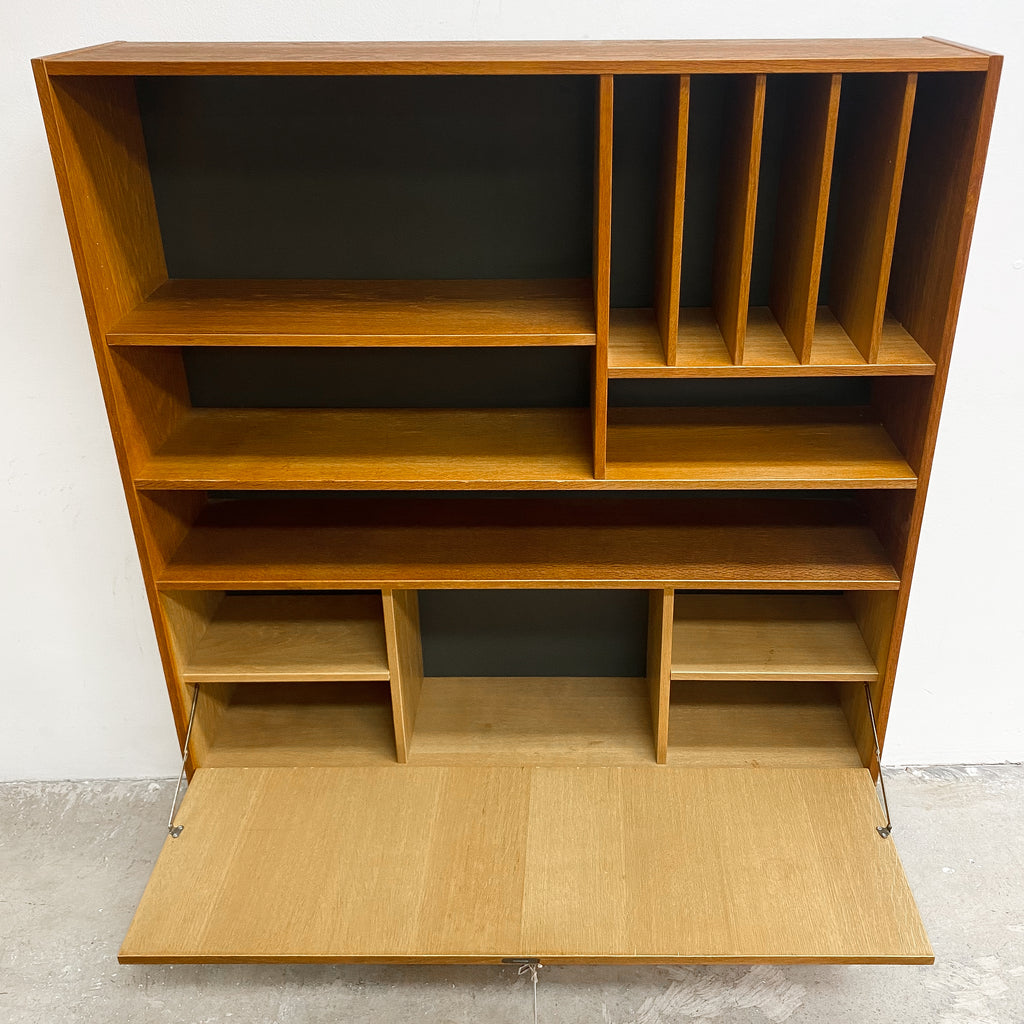 Danish Oak Bookcase On Cigar Legs