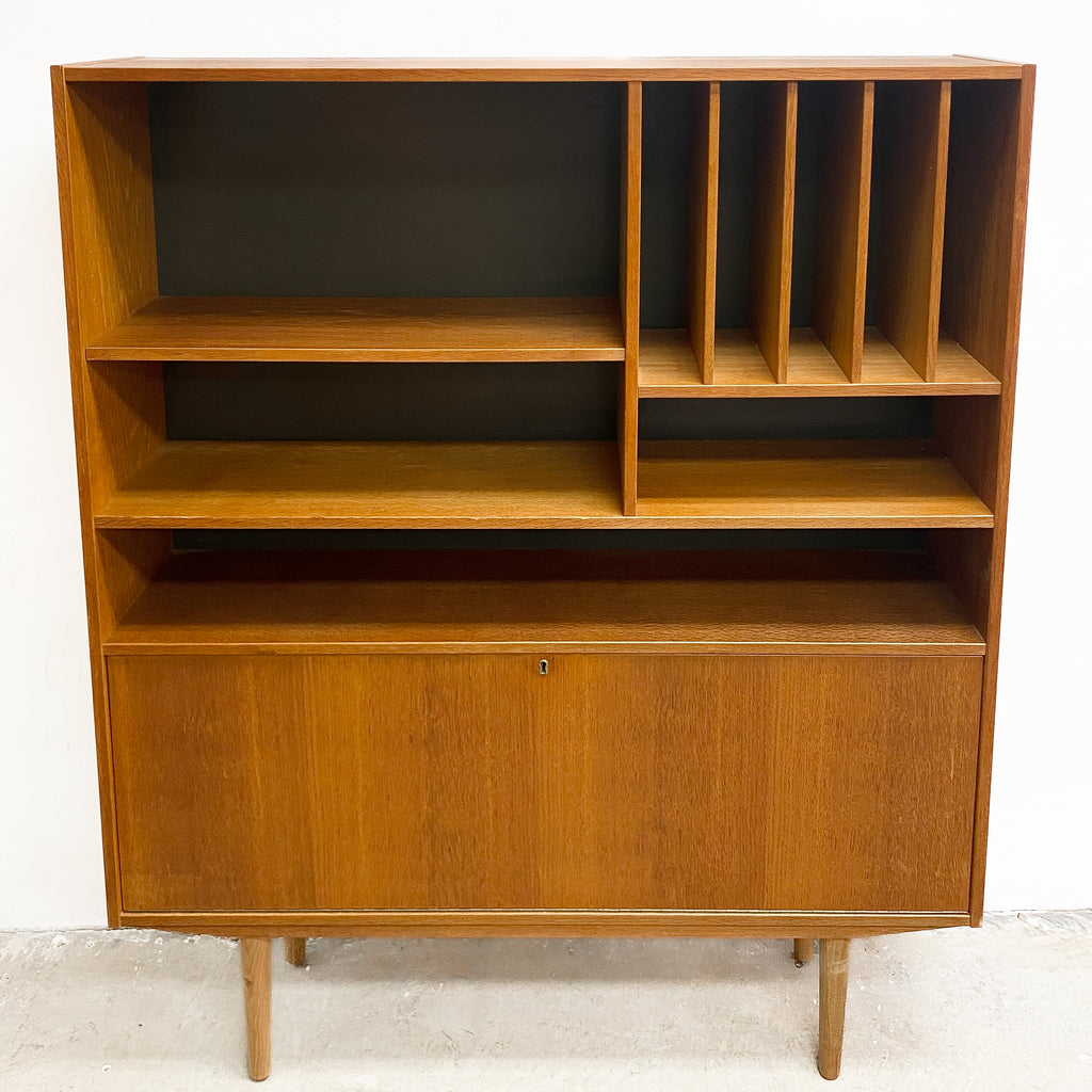 Danish Oak Bookcase On Cigar Legs