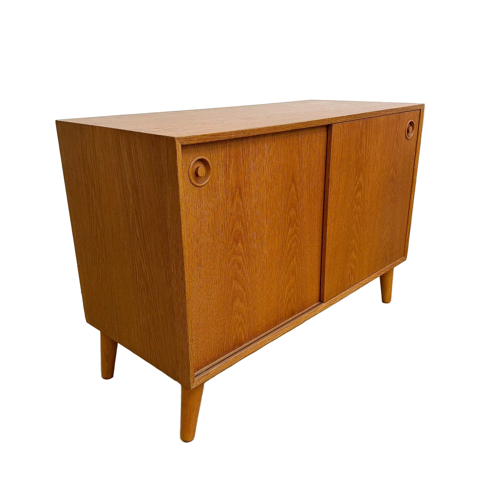 Danish Oak Compact Record Cabinet Storage