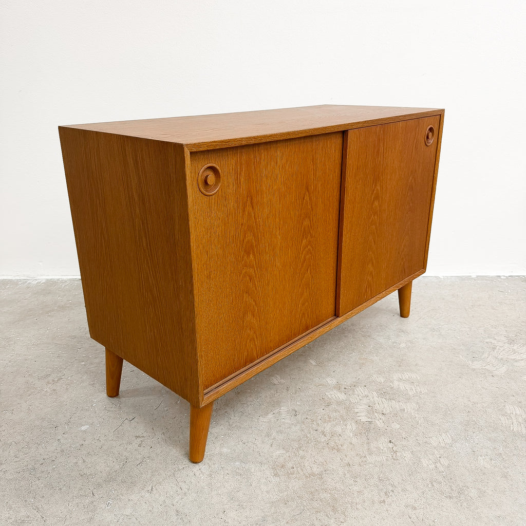 Danish Oak Compact Record Cabinet Storage