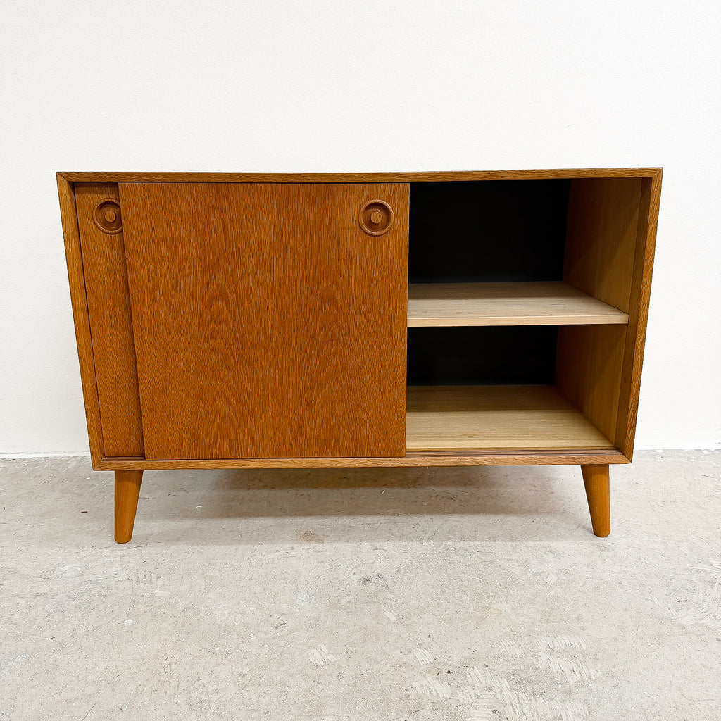 Danish Oak Compact Record Cabinet Storage