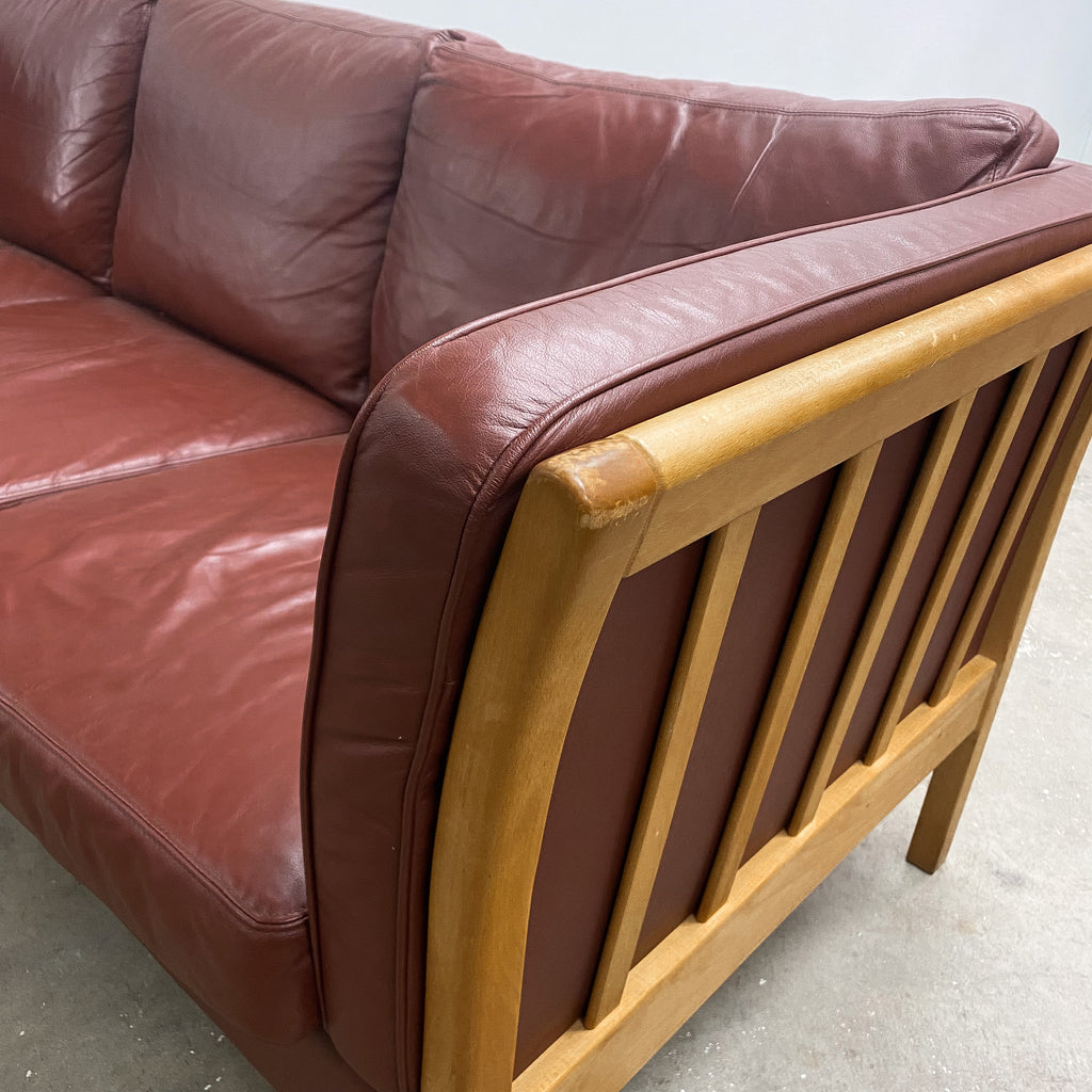 Danish Stouby Three Seater Tan Leather Sofa Lounge