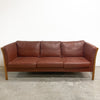 Danish Stouby Three Seater Tan Leather Sofa Lounge