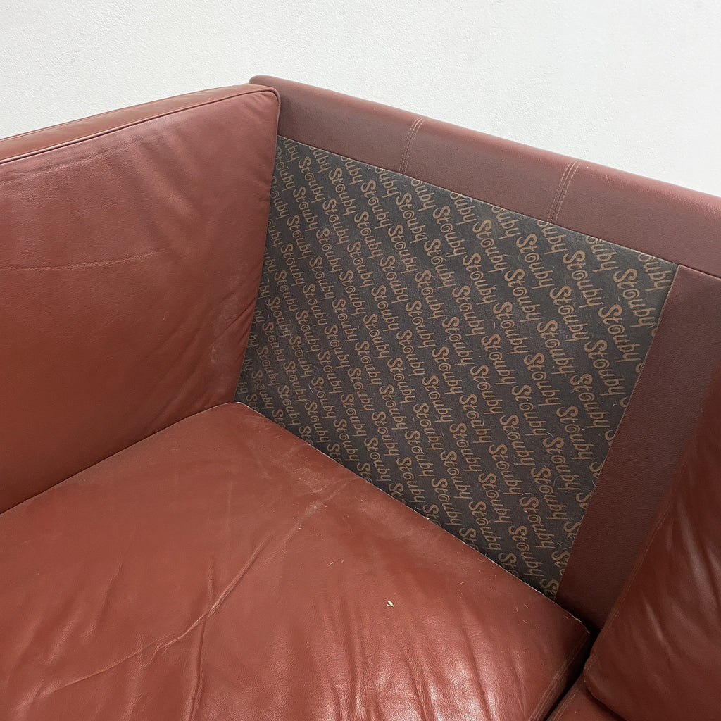 Danish Stouby Three Seater Tan Leather Sofa Lounge