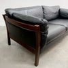 Danish Two Seater Black Leather Sofa