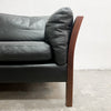 Danish Two Seater Black Leather Sofa