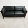 Danish Two Seater Black Leather Sofa
