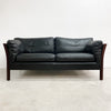 Danish Two Seater Black Leather Sofa
