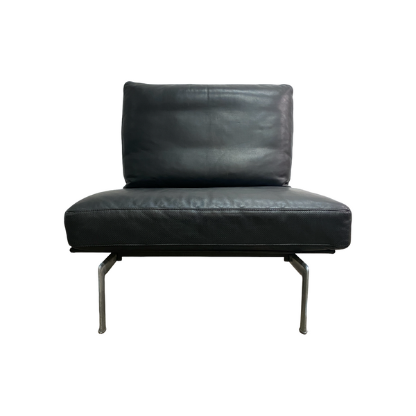 Diesis Black Leather Lounge chair By Antonio Citterio For B&B Italia