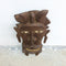 Double Sided Vintage Pacific Island Tribal Wooden Head Carving With Mother Of Pearl