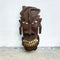 Double Sided Vintage Pacific Island Tribal Wooden Head Carving With Mother Of Pearl