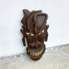 Double Sided Vintage Pacific Island Tribal Wooden Head Carving With Mother Of Pearl