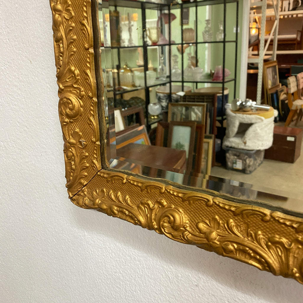 Early 20th Century Gilt Frame Mirror With Bevel Edge Glass