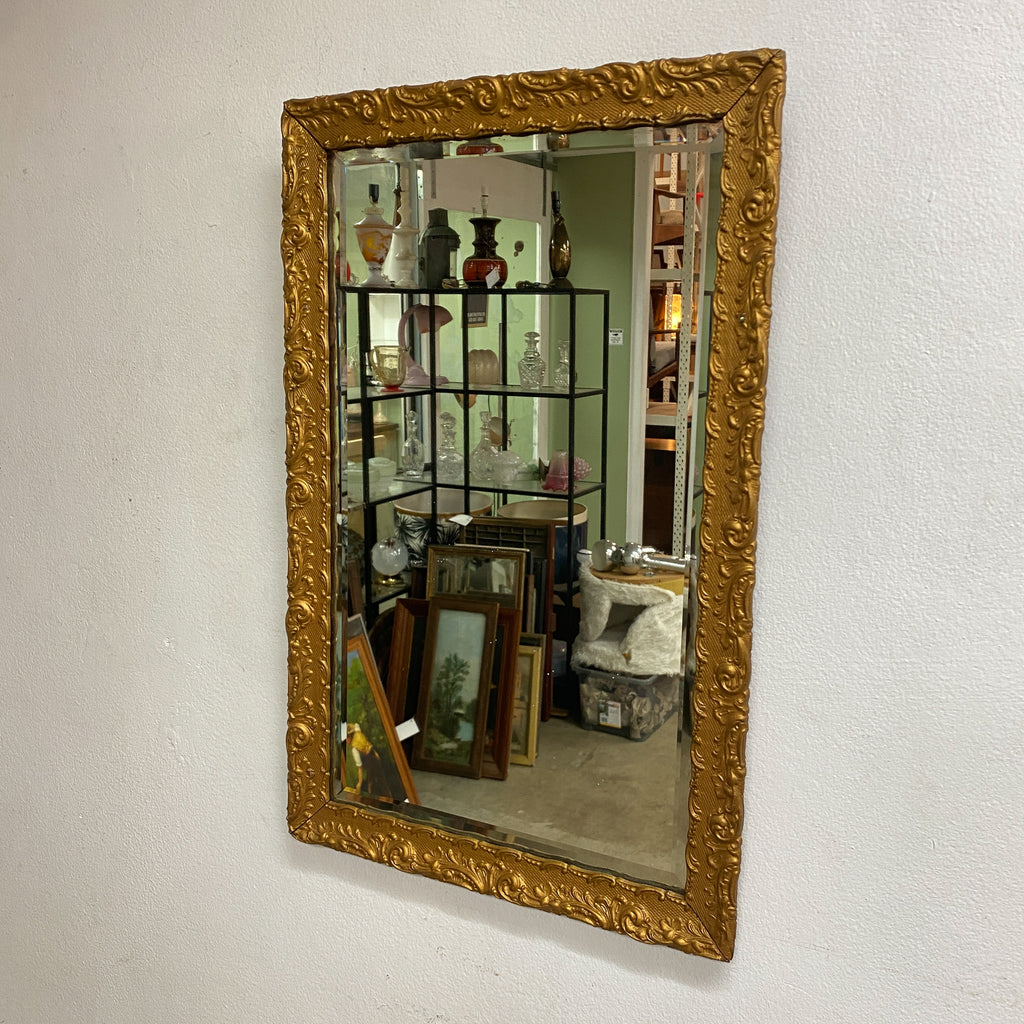 Early 20th Century Gilt Frame Mirror With Bevel Edge Glass