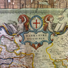 Early Engraved Printed And Hand Coloured Berkshire Described Map 17-18th Century