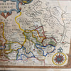 Early Engraved Printed And Hand Coloured Berkshire Described Map 17-18th Century