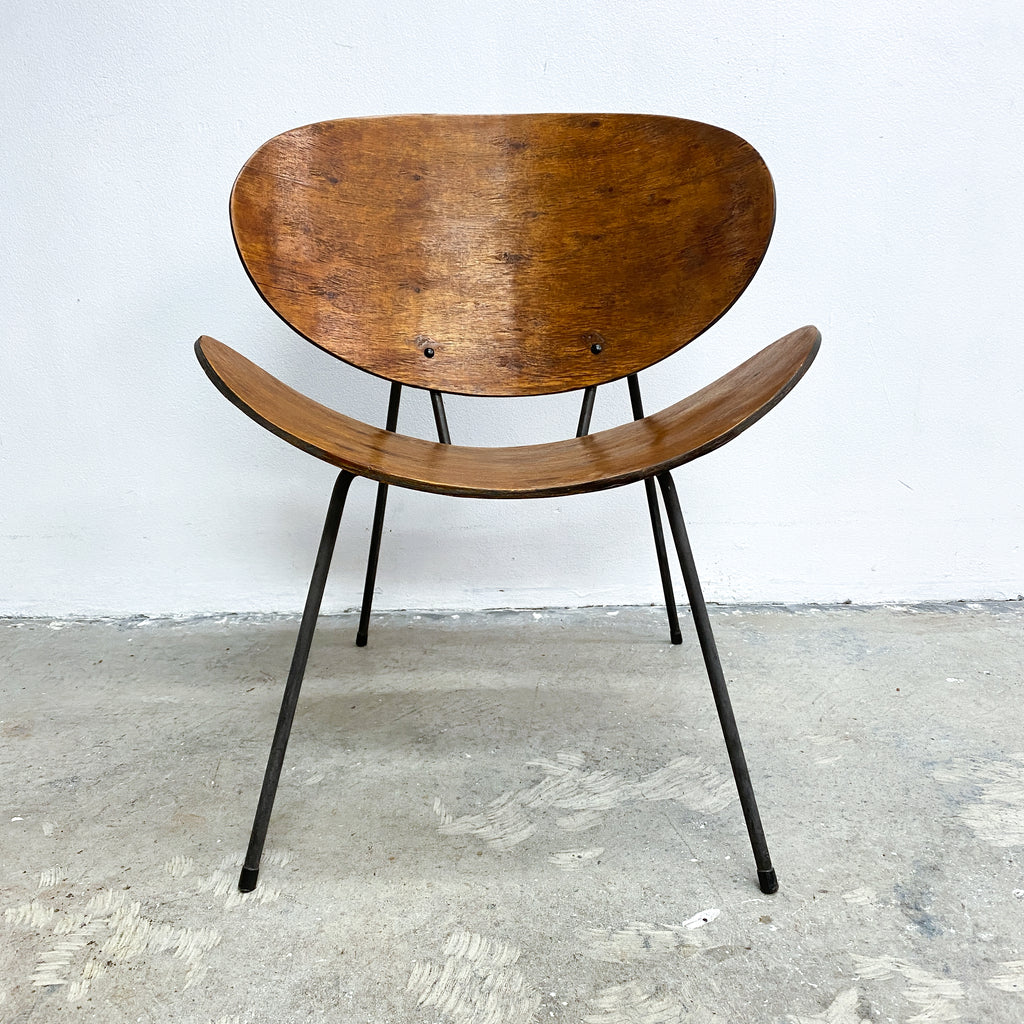 EarlyMidCenturyAustralianChairBentPlywoodandWroughtSteel