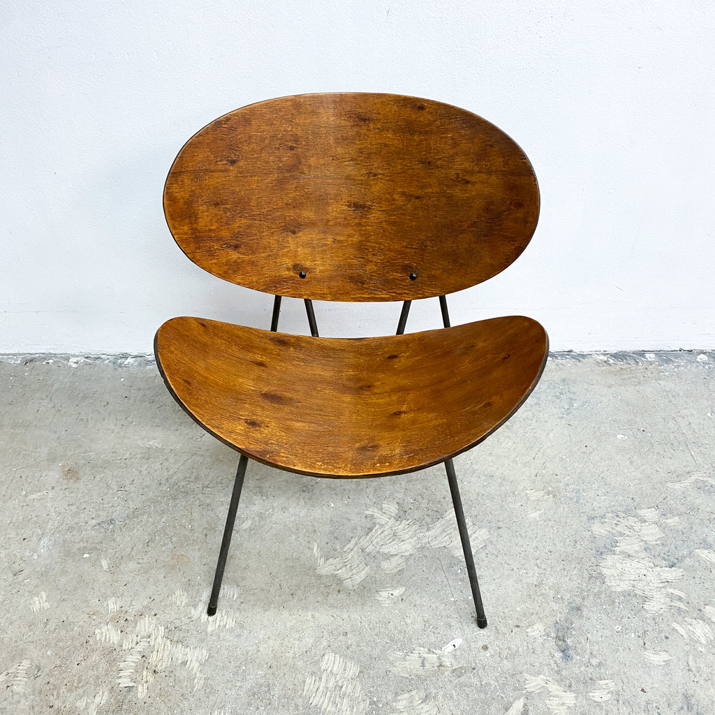 EarlyMidCenturyAustralianChairBentPlywoodandWroughtSteel