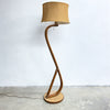 Early Mid Century Rattan Cane Floor Lamp 1950s