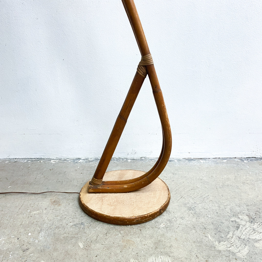 Early Mid Century Rattan Cane Floor Lamp 1950s