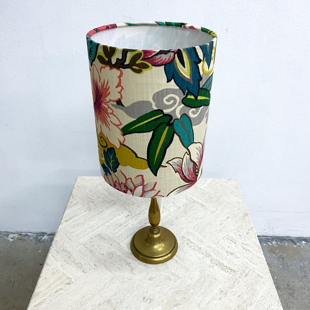 Early 20th Century Brass Table Lamp with Custom Shade