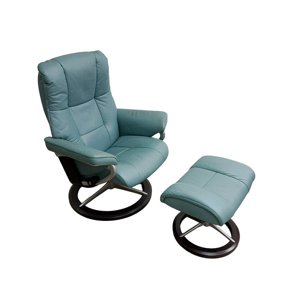 Ecornes Norwegian Stressless Leather Armchair Recliner With Footstool