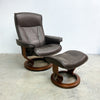 Ecornes Norwegian Stressless Leather Recliner Armchair With Footstool