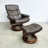 Ecornes Norwegian Stressless Leather Recliner Armchair With Footstool