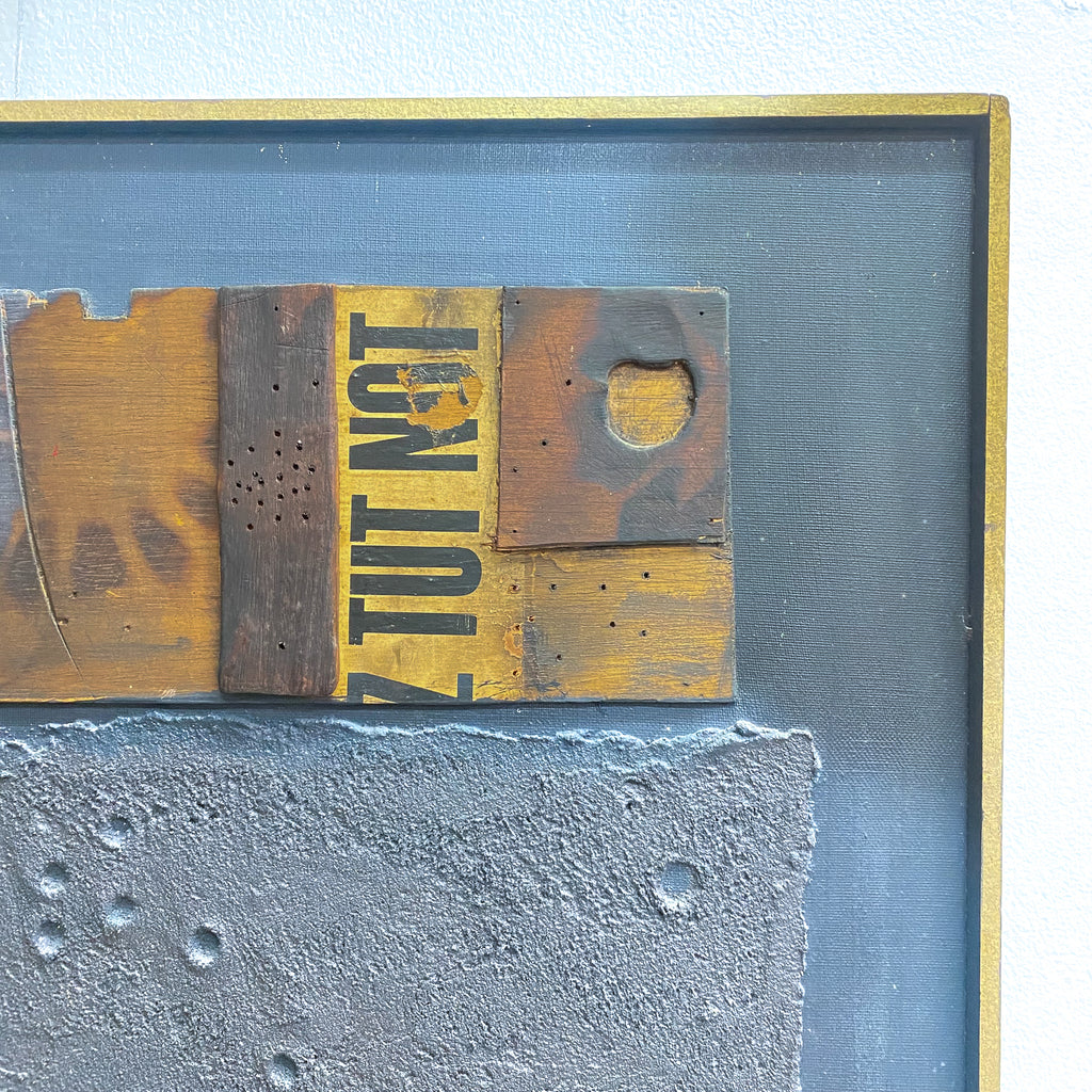 Mid Century Elwyn Lynne Mixed Media 'Dark Rumour' Artwork 1962