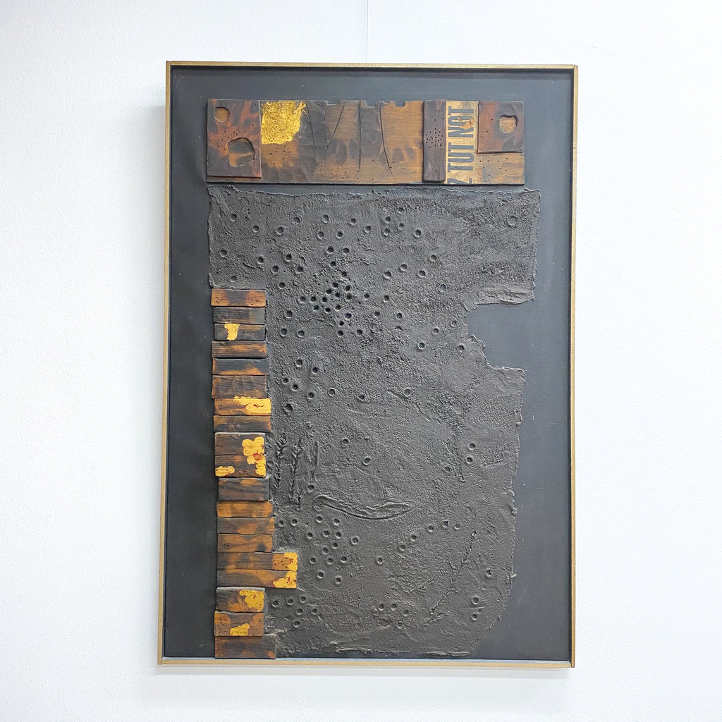 Mid Century Elwyn Lynne Mixed Media 'Dark Rumour' Artwork 1962