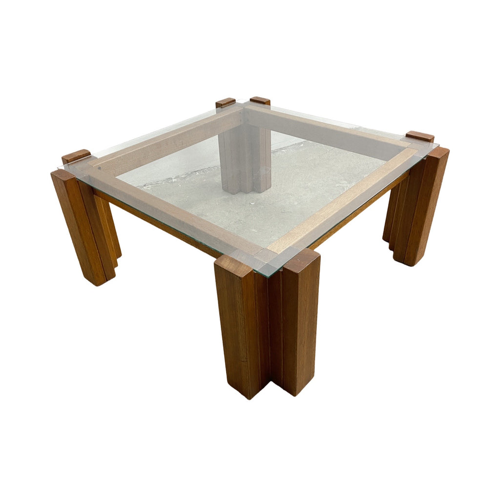 1970s Brutalist Glass Top Coffee Table