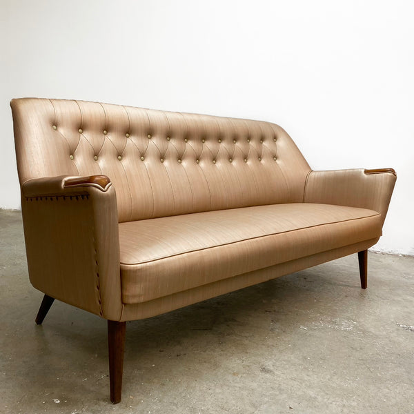 Fabulous Australian 1960's Rose Gold Vinyl 2 Seater Sofa