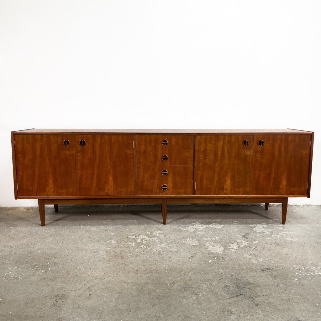 Mid Century Modern Parker Nordic Long 4 Door Teak Sideboard - Restored