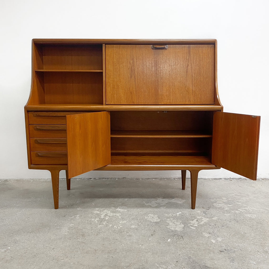 English Mid Century Raised Sideboard With Cocktail Cabinet
