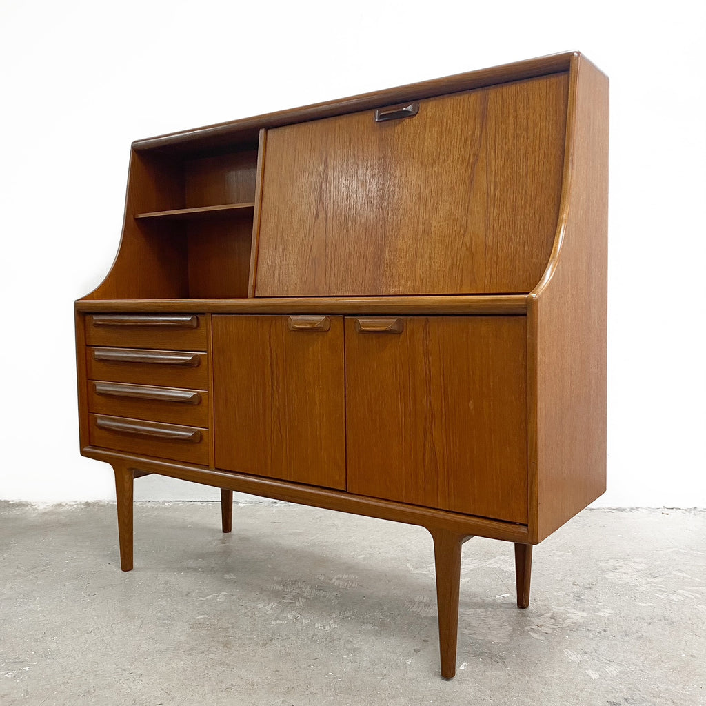English Mid Century Raised Sideboard With Cocktail Cabinet