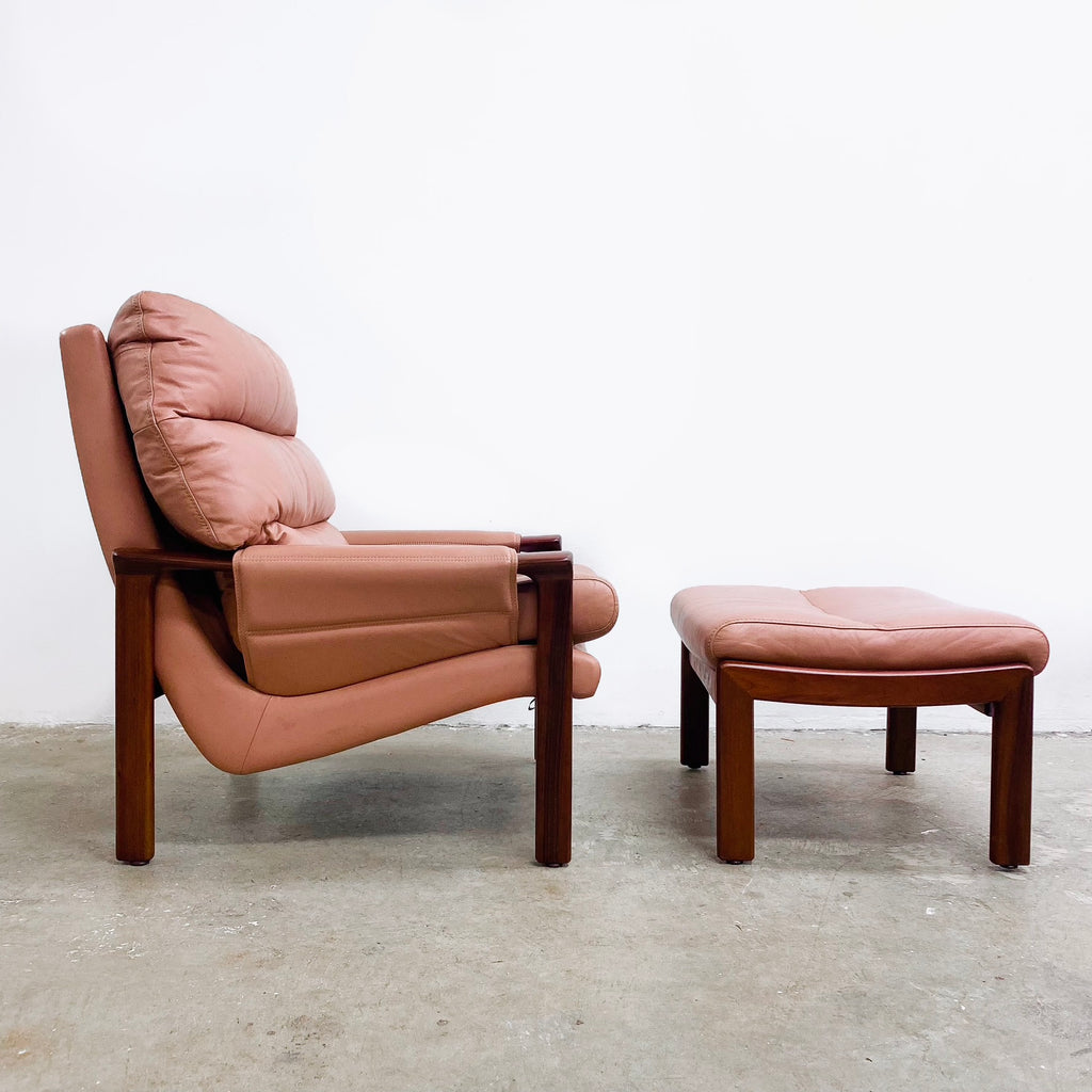 Mid Century Tessa T21 Leather Armchair With Footstool