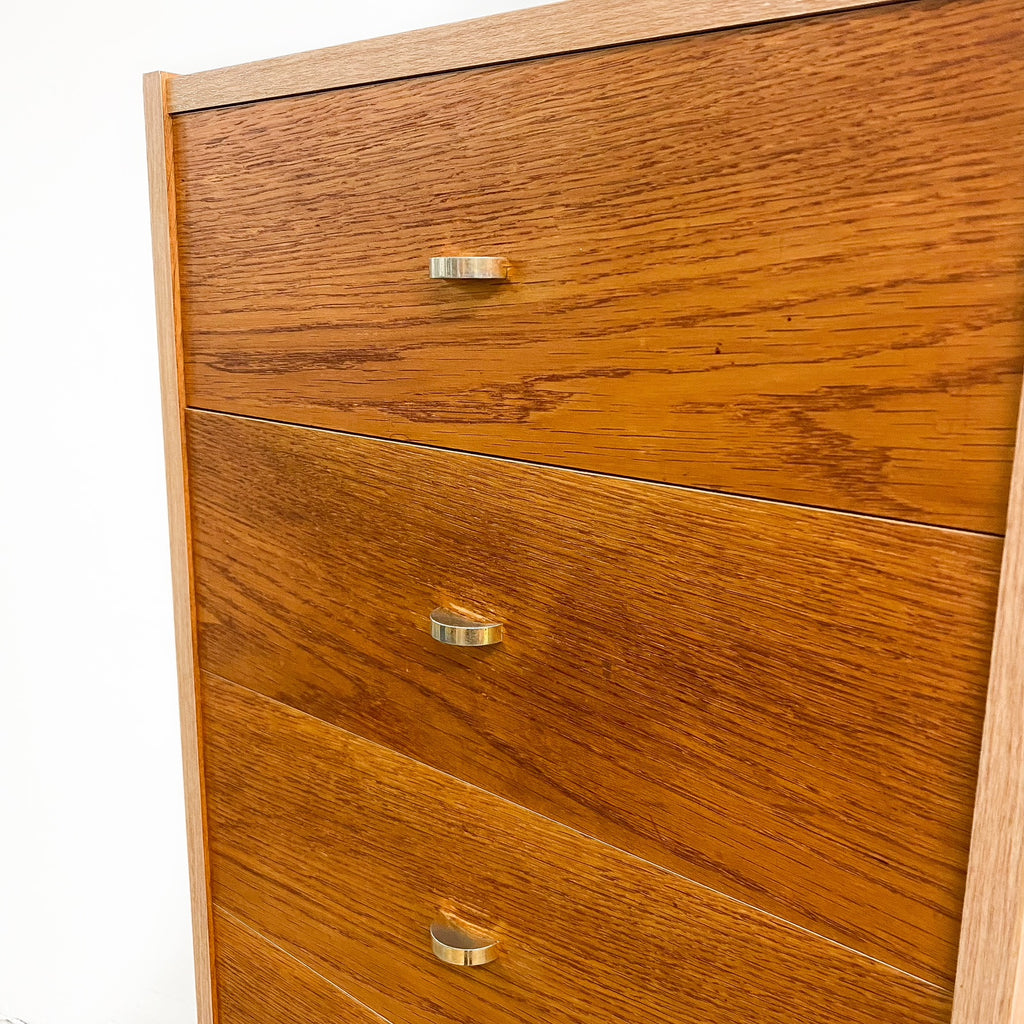Mid Century Modern Danish Tallboy Chest of Drawers in Oak