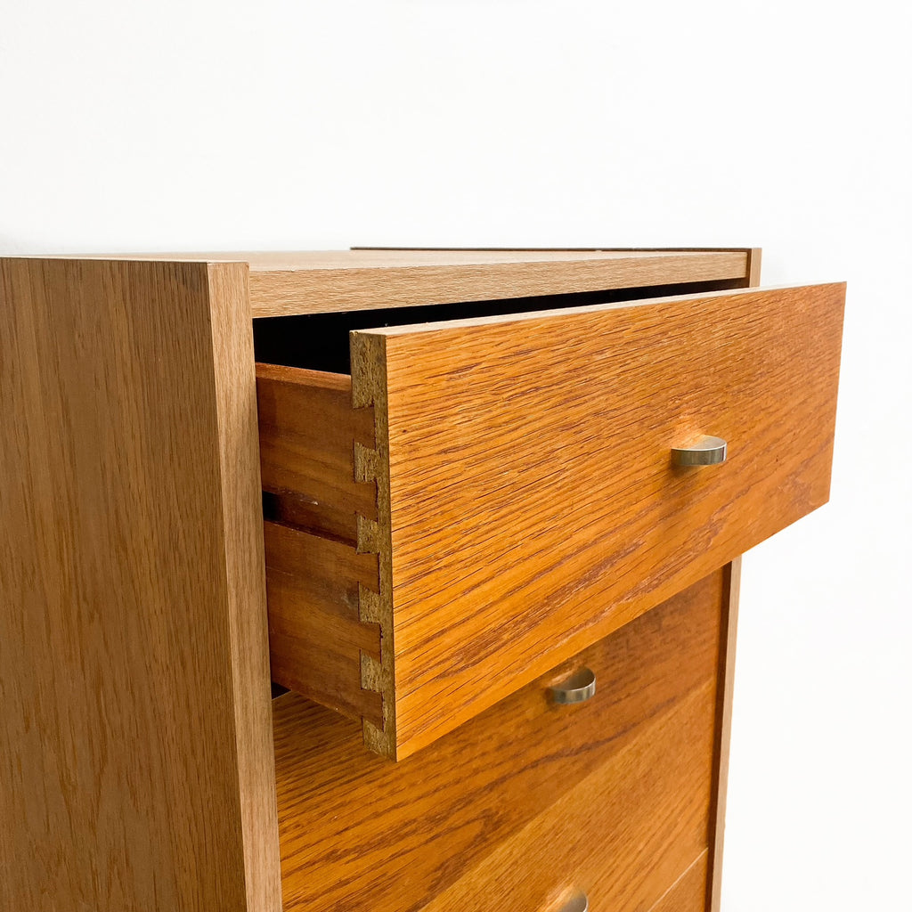 Mid Century Modern Danish Tallboy Chest of Drawers in Oak