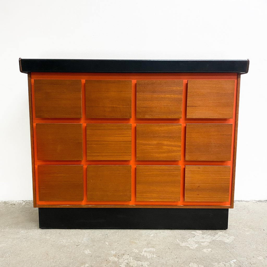 Fabulous Mid Century 1970s Orange And Teak Bar