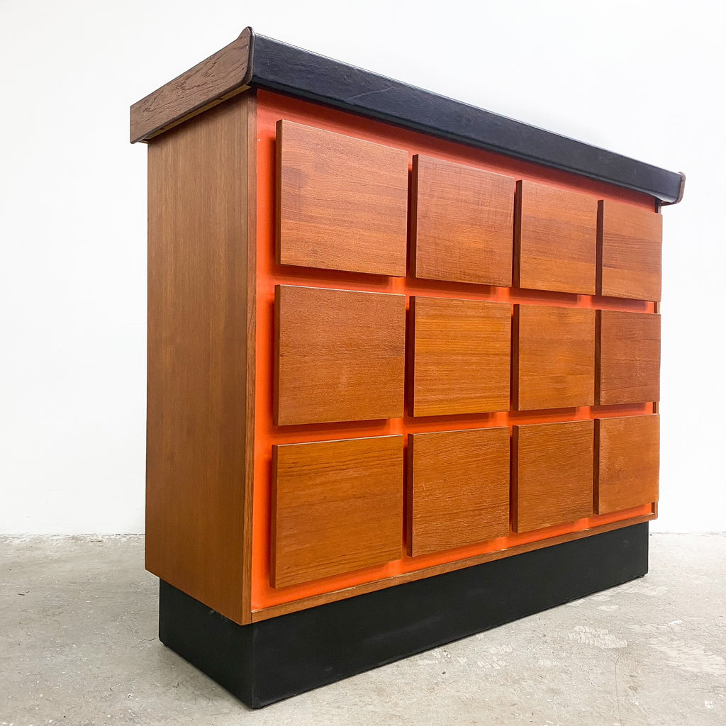 Fabulous Mid Century 1970s Orange And Teak Bar