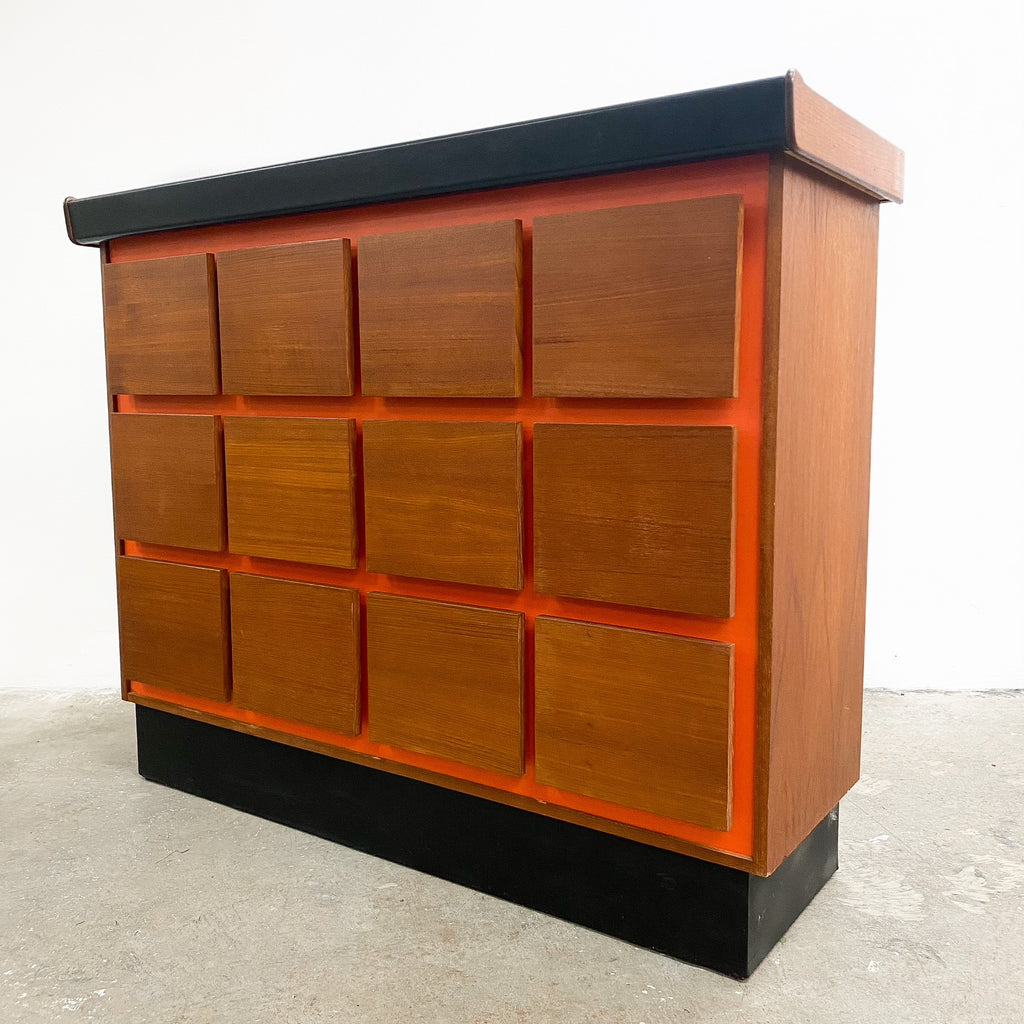 Fabulous Mid Century 1970s Orange And Teak Bar