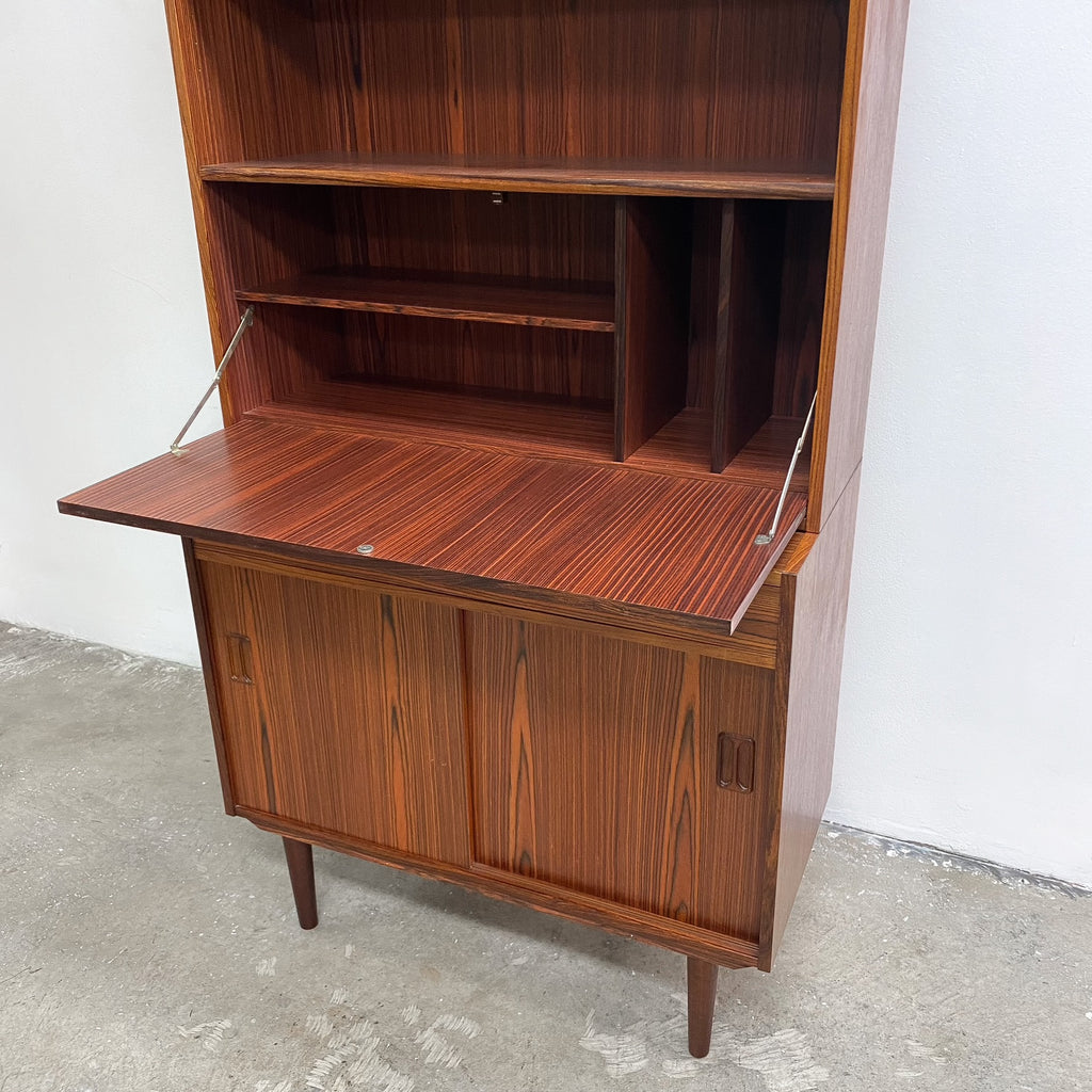 Mid Century Danish Brazilian Rosewood Shelves With Cabinet