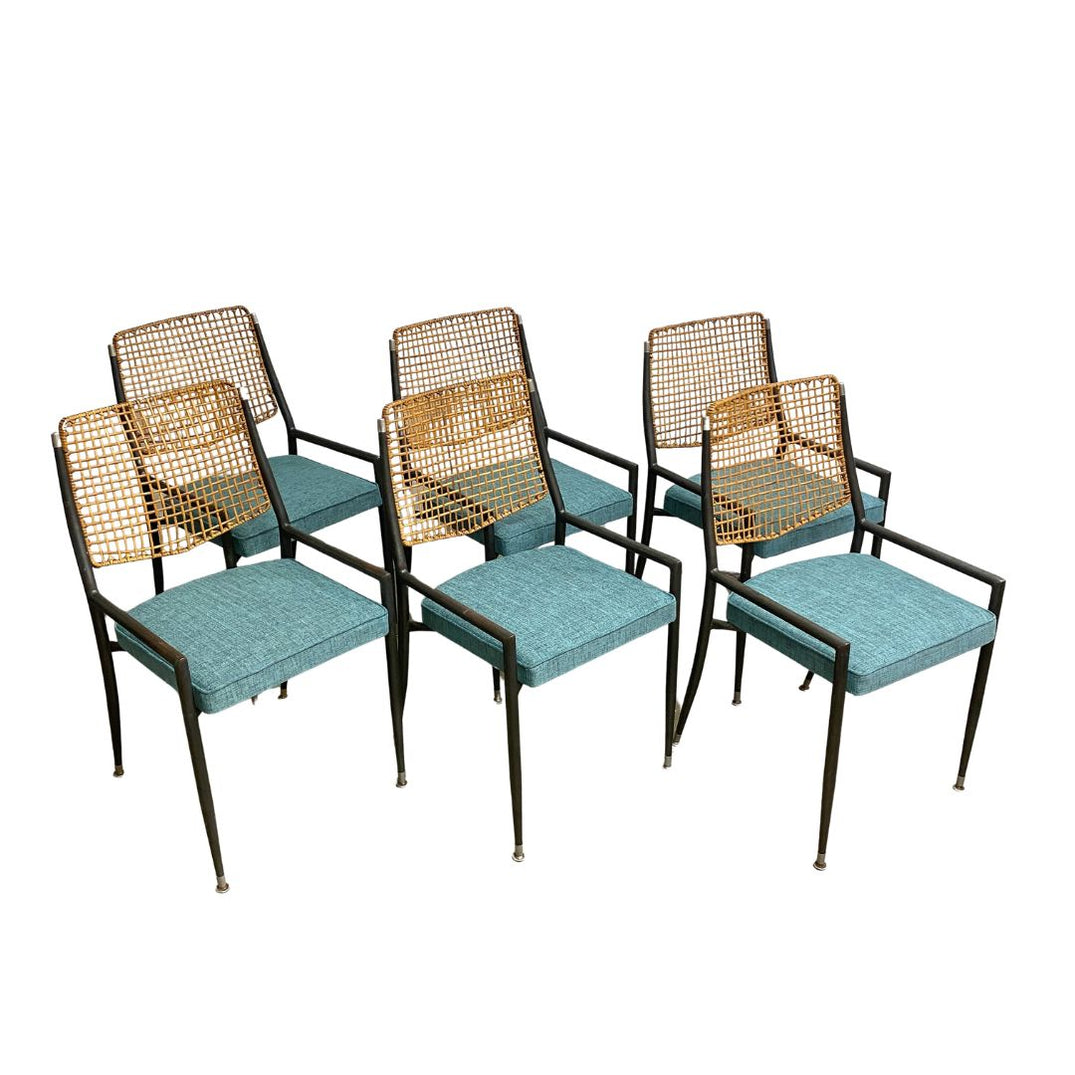 Mid Century Set Of Six Rare Framac Dining Chairs- New Upholstery and F ...