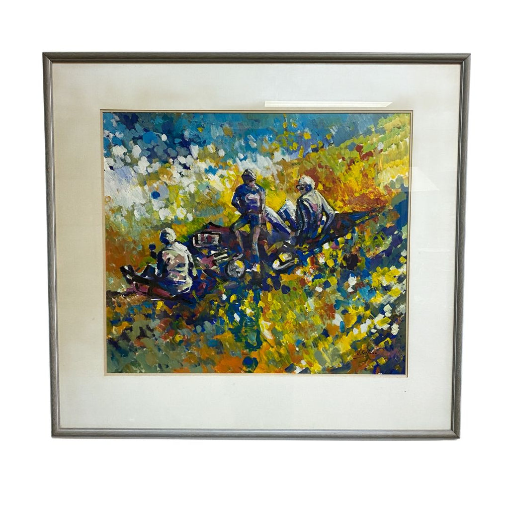 Framed Acrylic Painting 'Picnic At Hyde Park' By Sue Bellomo