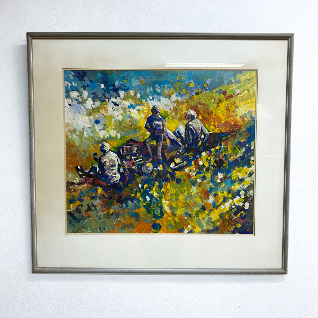Framed Acrylic Painting 'Picnic At Hyde Park' By Sue Bellomo