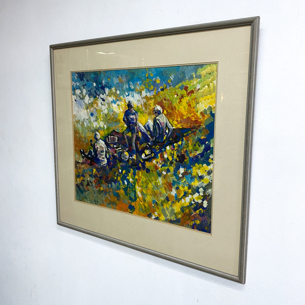 Framed Acrylic Painting 'Picnic At Hyde Park' By Sue Bellomo